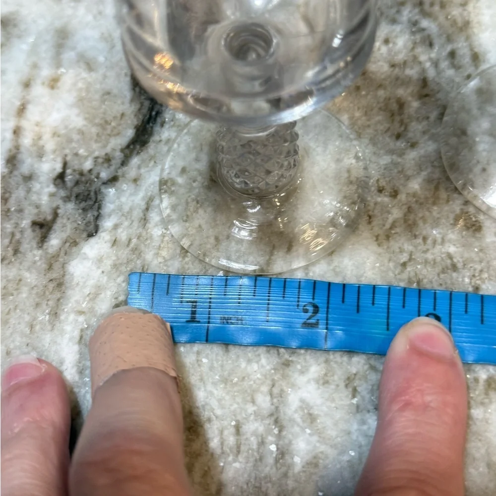 Vintage Pressed Glass Cordial Goblets Pair, 4.25” Diamond Cut Stems liqueurs